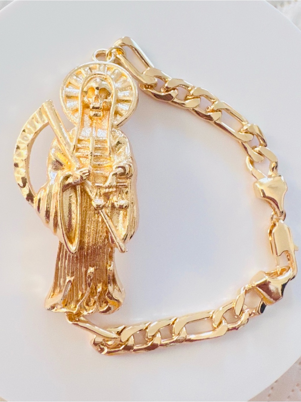 14K Gold Plated Santa men’s Bracelet. New